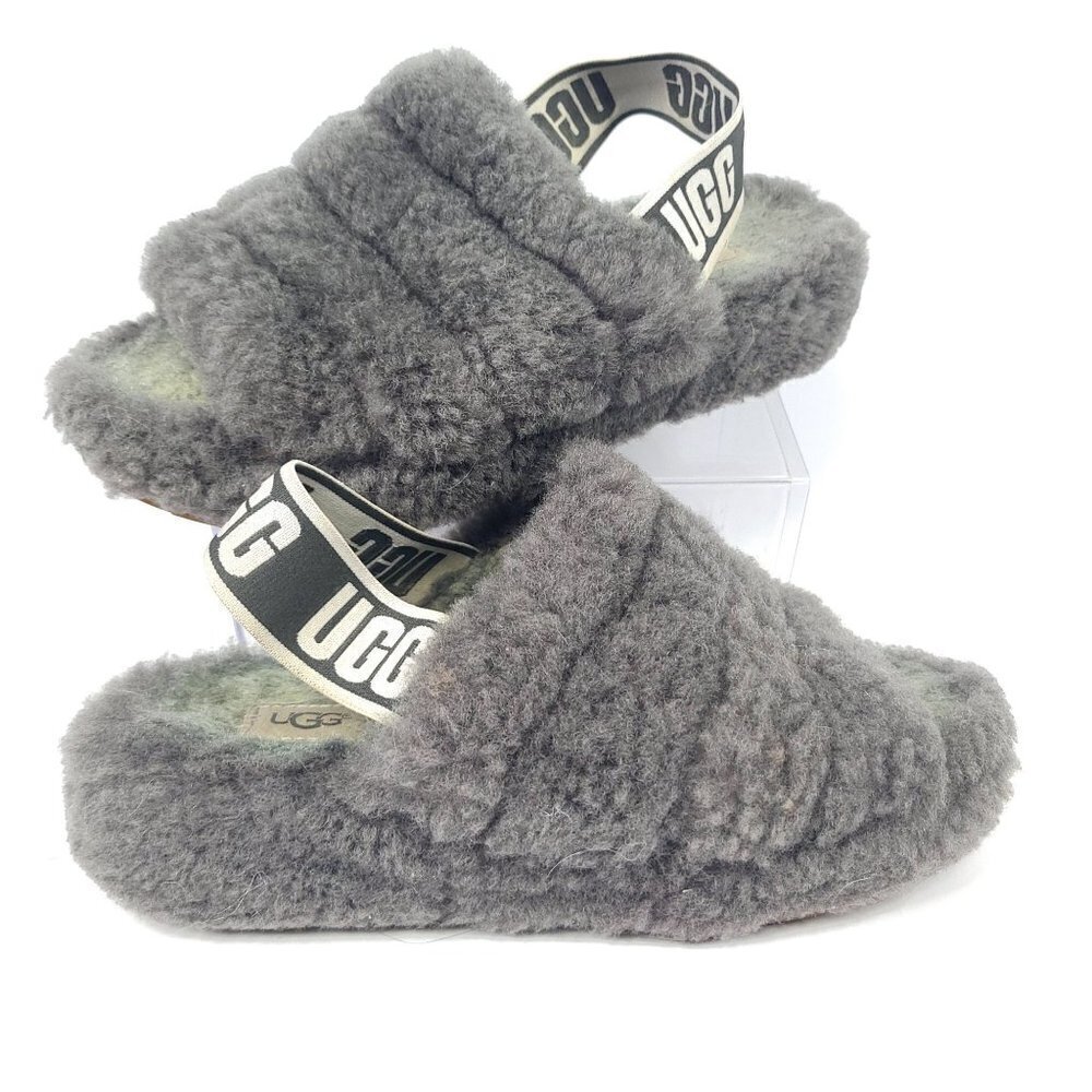 Ugg Fluff Gray Slippers Women's Size 6
